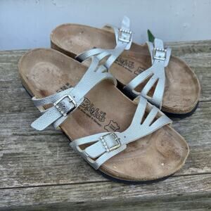 Birkenstock Birki's Silver Moorea Granada Two Strap Bling Slide Sandals 39 L8 M6